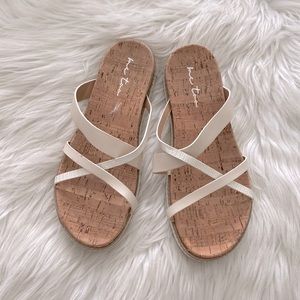 NWOT White and Cork Strappy Sandles